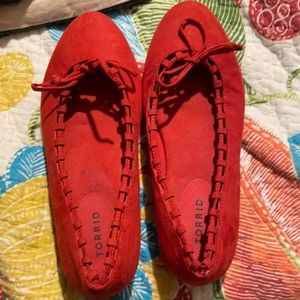Torrid Red flats faux sued size 10